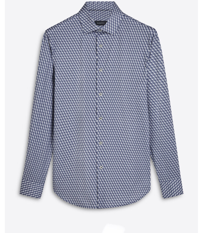 Modern Fit Blue Grey Print Shirt