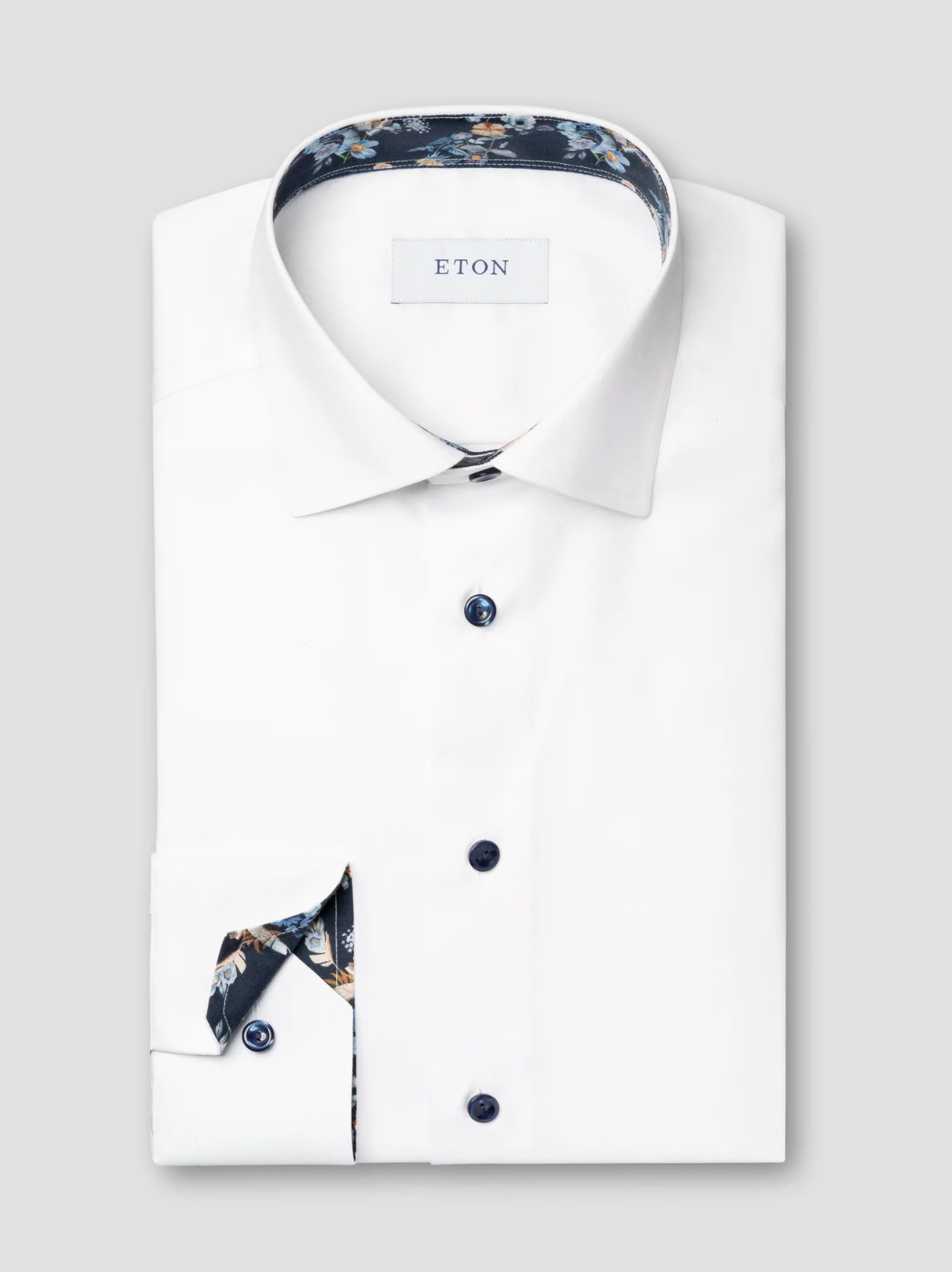 ETON Slim Fit White Dobby Navy Trim Benjamin s Menswear