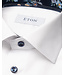 Slim Fit White Dobby Shirt with Navy Trim
