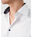 Slim Fit White Dobby Shirt with Navy Trim