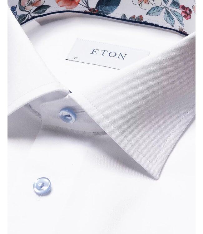 ETON Modern Fit White Dobby with Light Blue Trim - Benjamin's Menswear