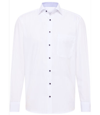 ETERNA Modern Fit White with Blue Trim Shirt