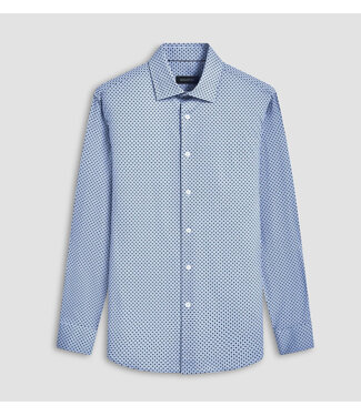 BUGATCHI Modern Fit Air Blue Square Pattern Shirt