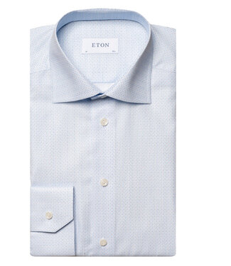 ETON Slim Fit Blue Geometric Micro Print Shirt