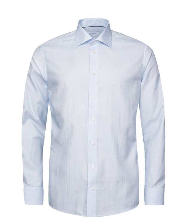 Slim Fit Blue Geometric Micro Print Shirt