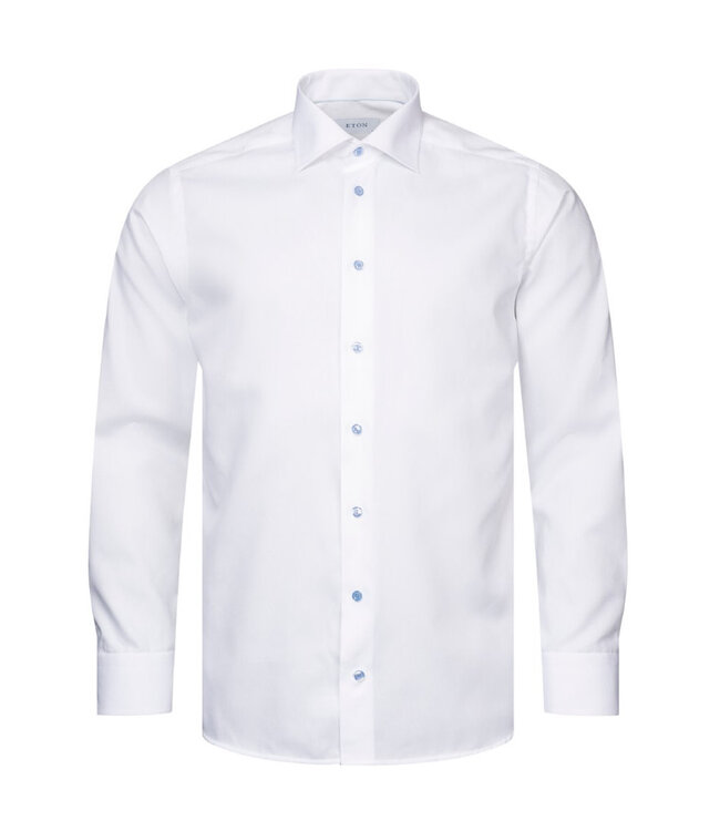 Slim Fit White Semi Solid Twill Shirt
