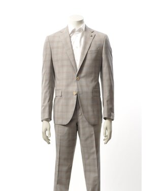 JACK VICTOR Modern Fit Light Grey Brown Check Suit