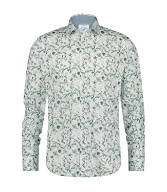 A FISH NAMED FRED Modern Fit White Green Pelican Shirt