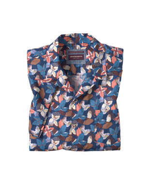 JOHNSTON & MURPHY Classic Fit Navy Floral Camp Shirt