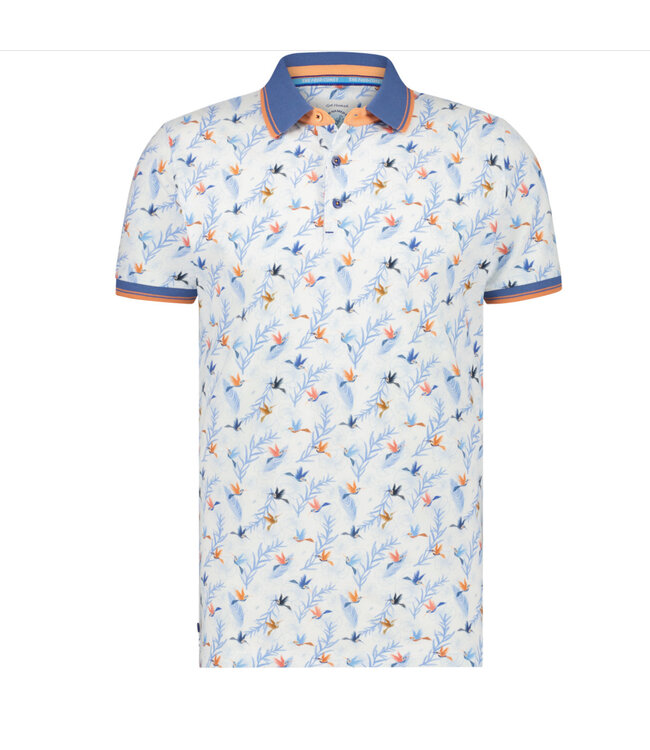 A FISH NAMED FRED White Hummingbird Floral Polo
