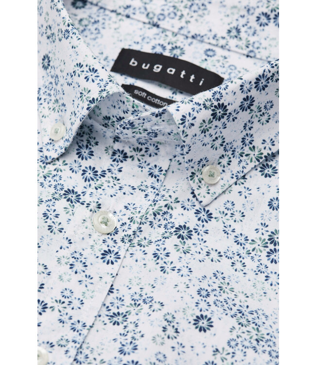 Modern Fit Navy Green Floral Shirt