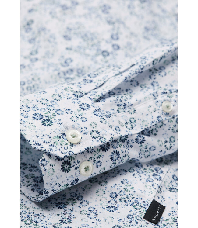 Modern Fit Navy Green Floral Shirt