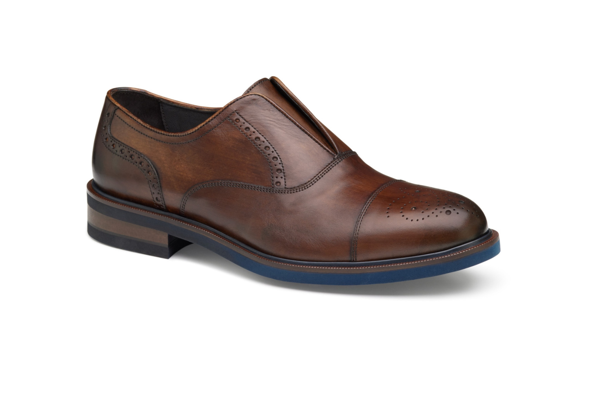 Cap Toe Johnston And Murphy Slip Ons Tan Calfskin Flynch Slip-On