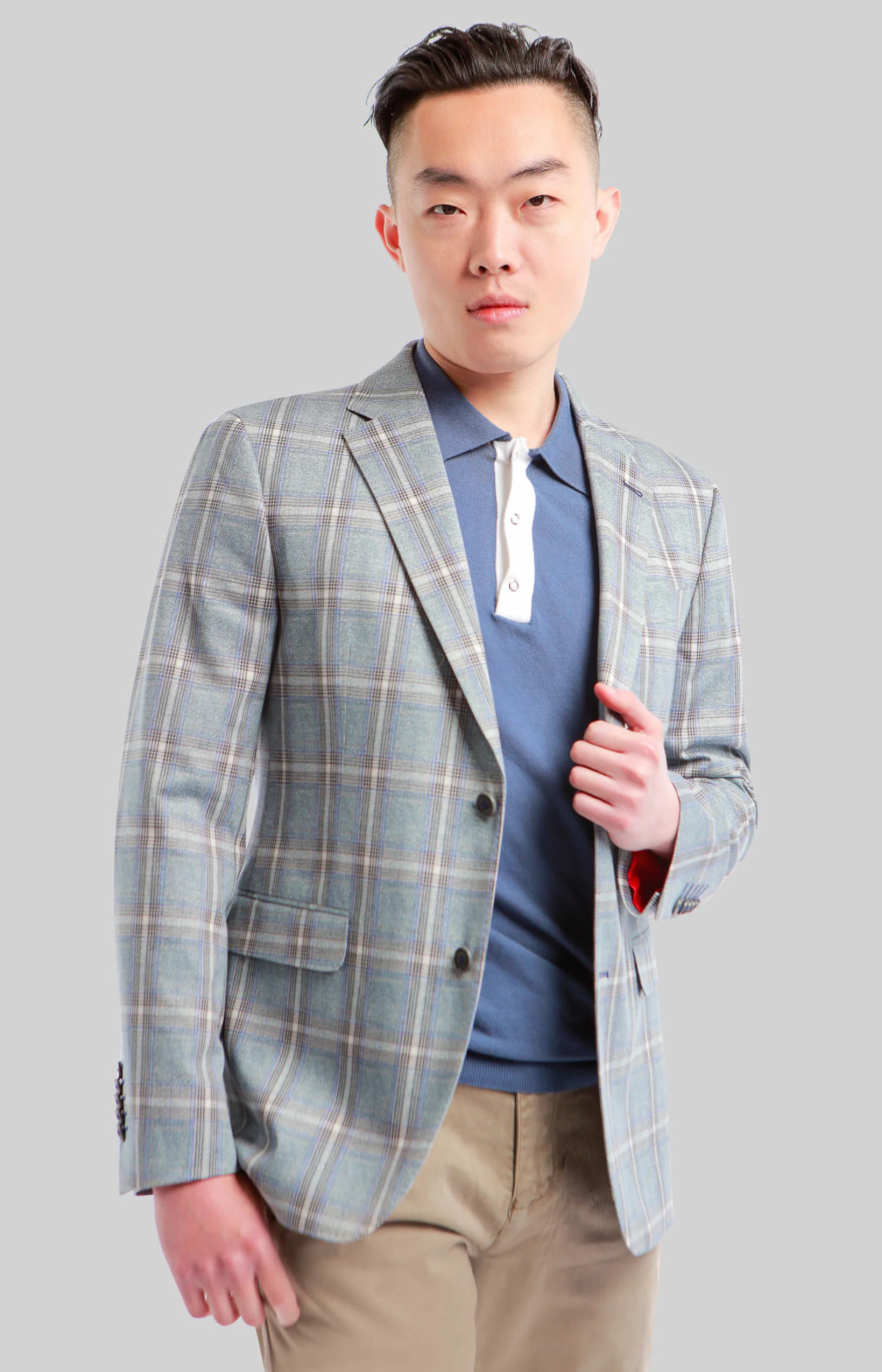 Modern Fit Blue Grey Plaid Sport Coat Benjamin s Menswear