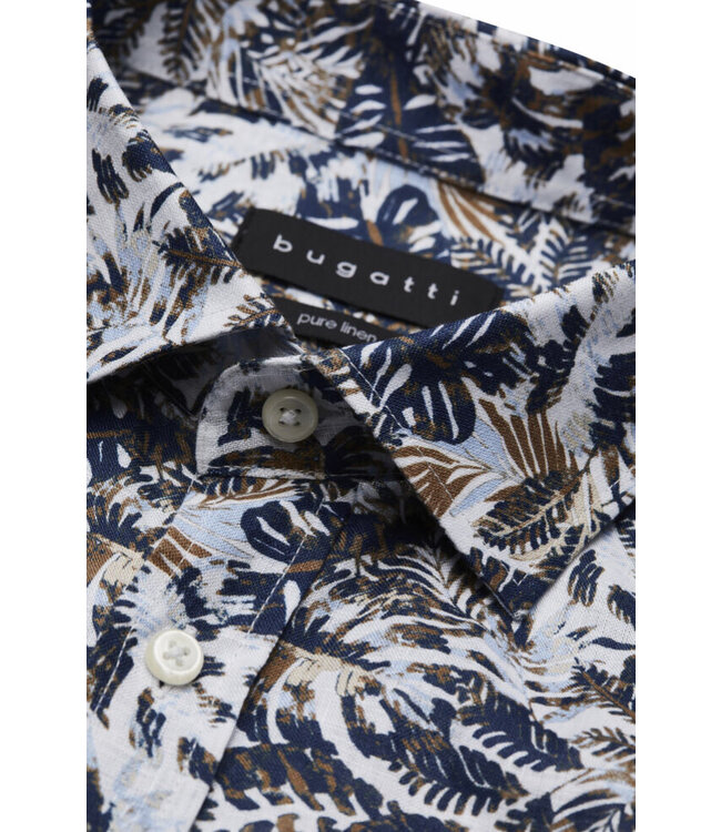 Modern Fit Blue Brown Floral Shirt