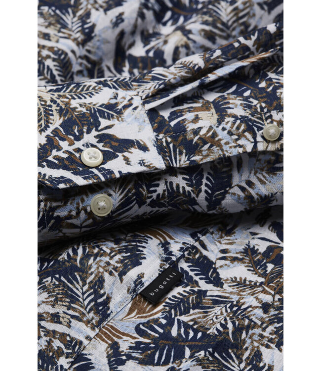 Modern Fit Blue Brown Floral Shirt