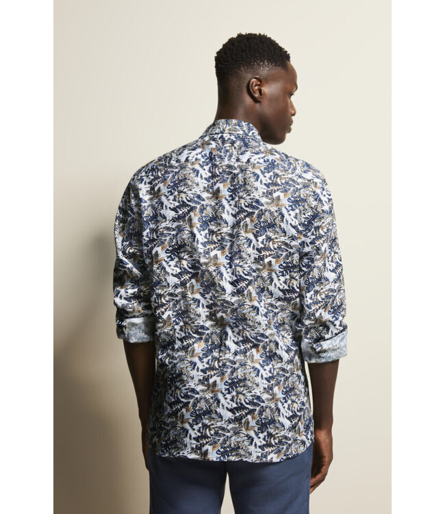 Modern Fit Blue Brown Floral Shirt