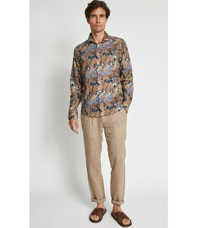 Modern Fit Brown Floral Graham Shirt