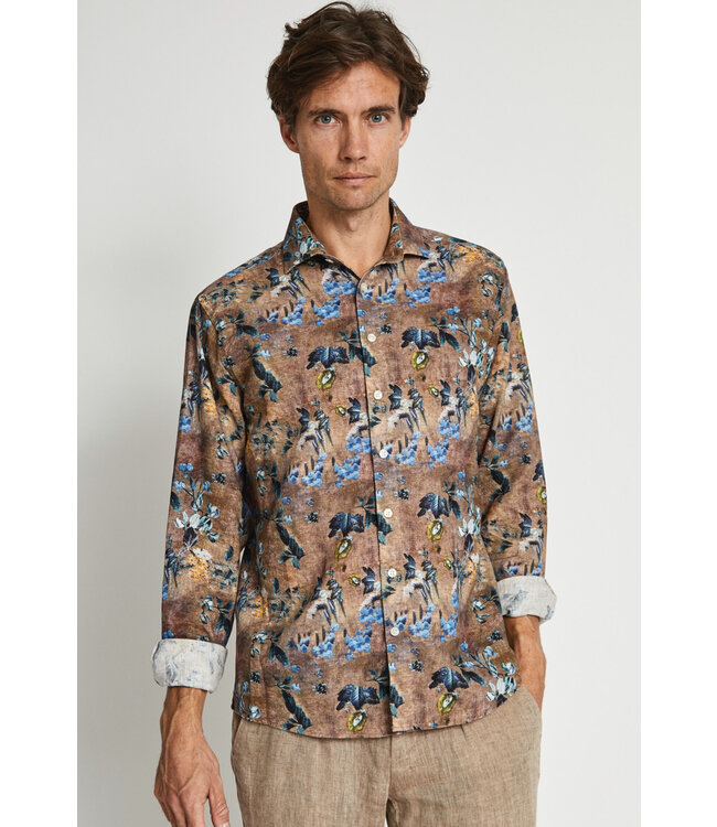 Modern Fit Brown Floral Graham Shirt