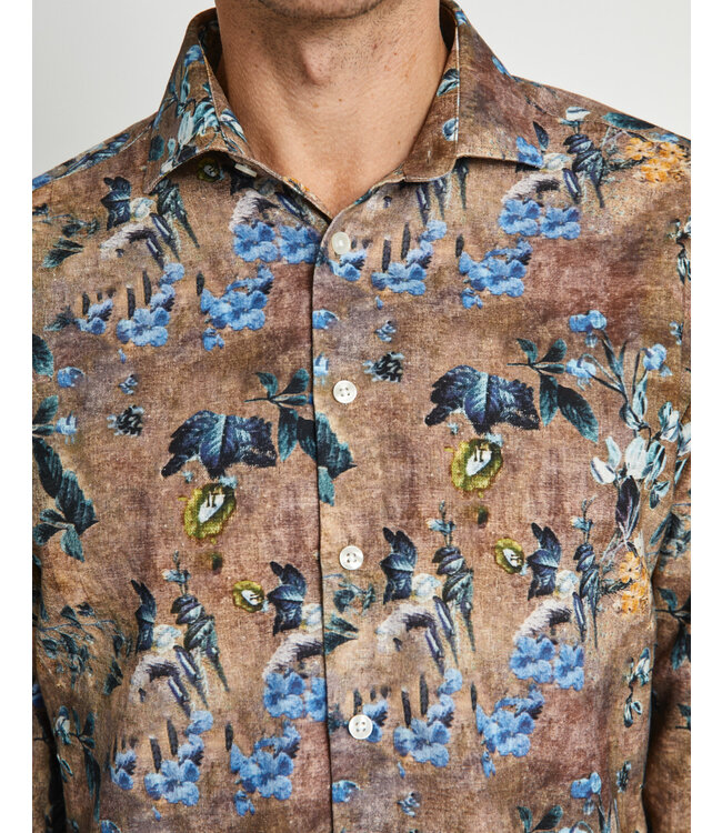 Modern Fit Brown Floral Graham Shirt