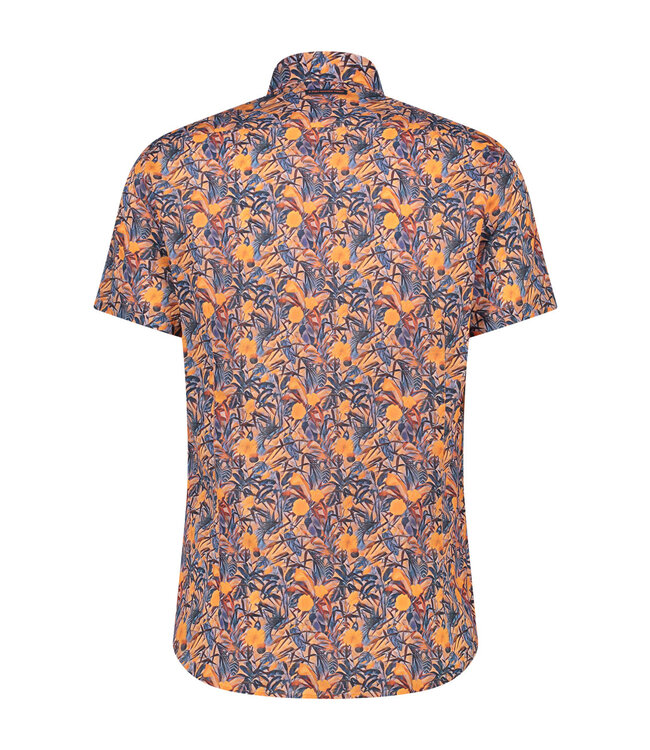 Modern Fit Orange Navy Leaf Shirt