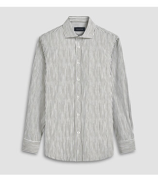 BUGATCHI Modern Fit Grey Black Striped Shirt