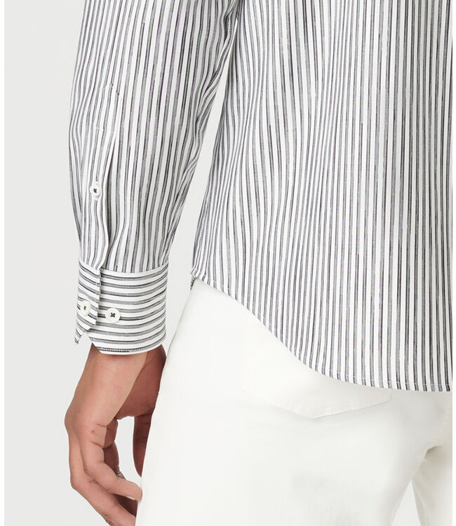 Modern Fit Grey Black Striped Shirt