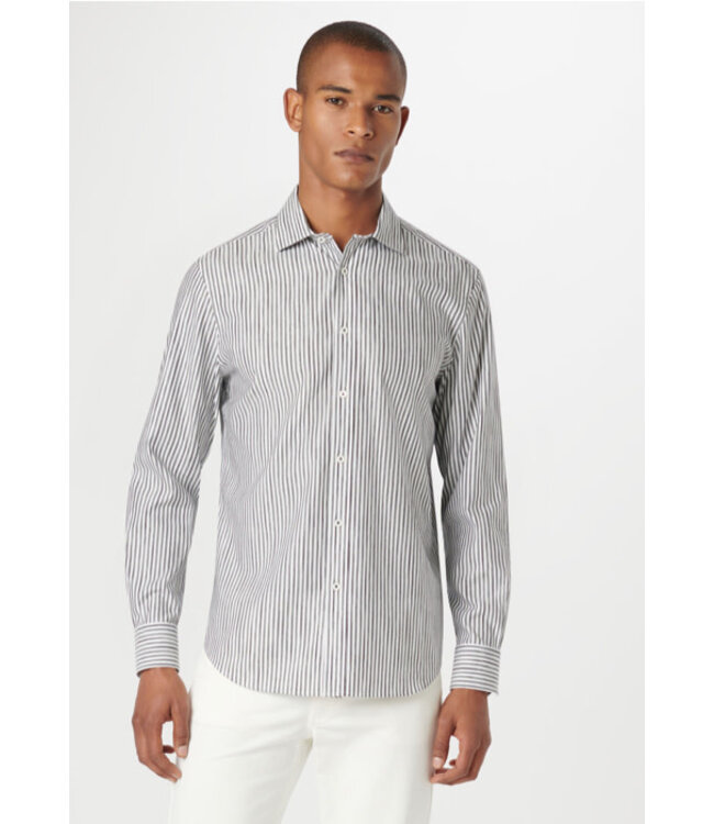 Modern Fit Grey Black Striped Shirt
