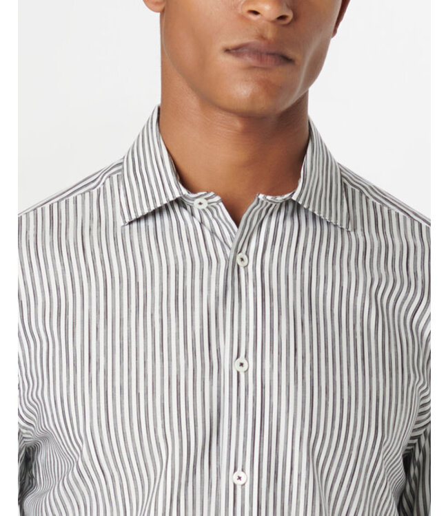 Modern Fit Grey Black Striped Shirt