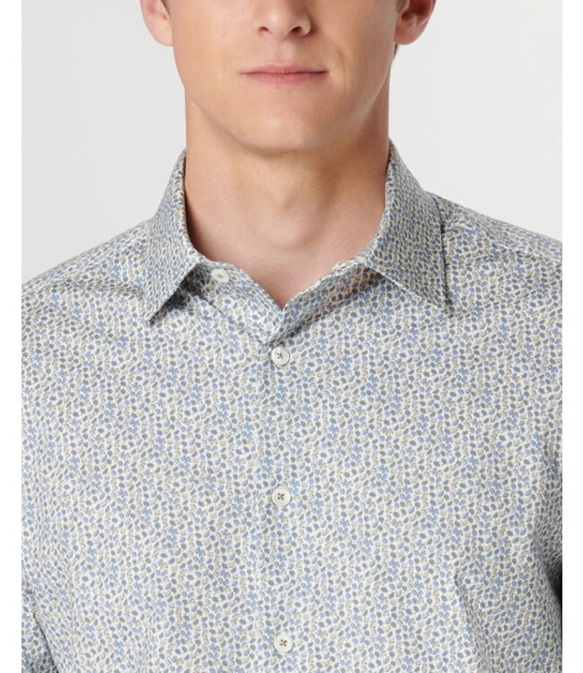 Modern Fit Khaki Blue Leaf Shirt