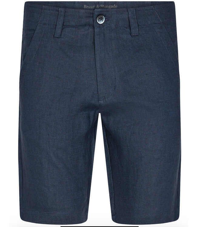 Modern Fit Navy Abel Linen Shorts