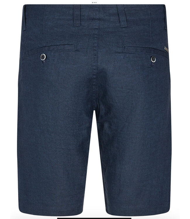 Modern Fit Navy Abel Linen Shorts