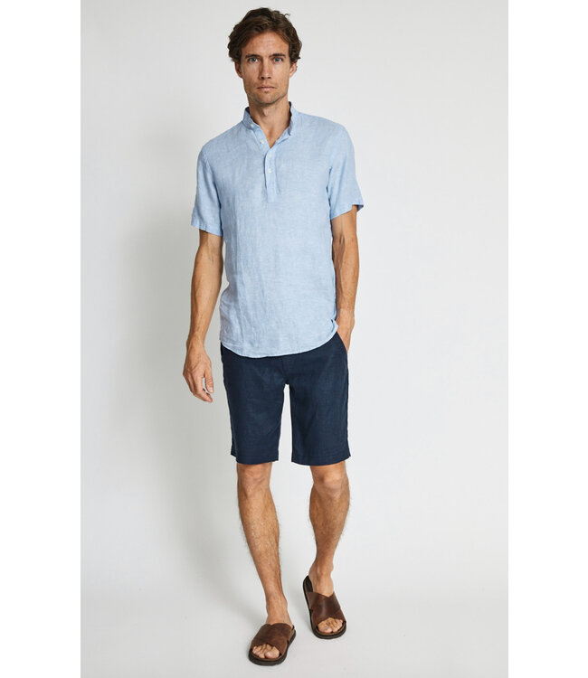 Modern Fit Navy Abel Linen Shorts