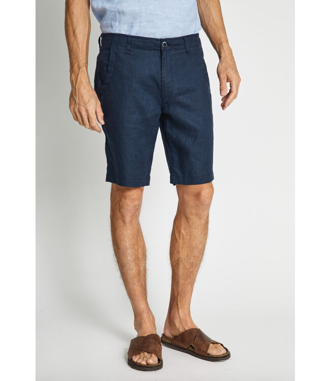 Modern Fit Navy Abel Linen Shorts