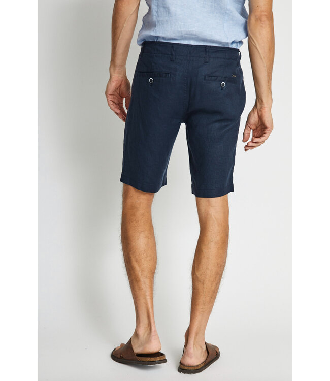 Modern Fit Navy Abel Linen Shorts