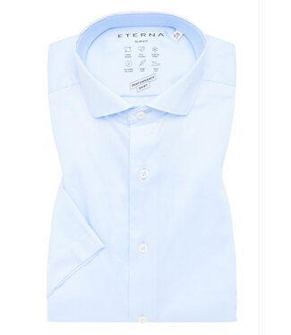 ETERNA Slim Fit Blue Oxford Short Sleeve Shirt