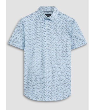BUGATCHI Modern Fit Aqua Khaki Floral Shirt