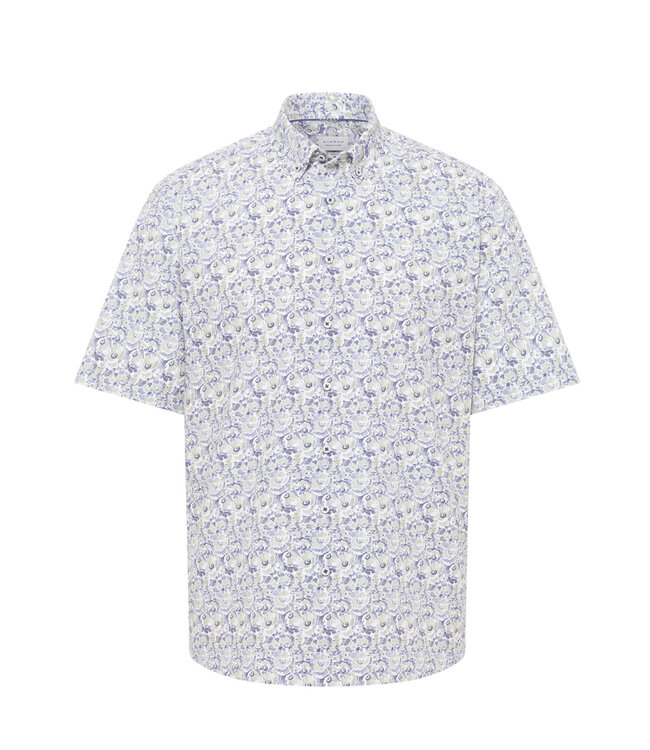 Modern Fit Navy Green Floral Shirt