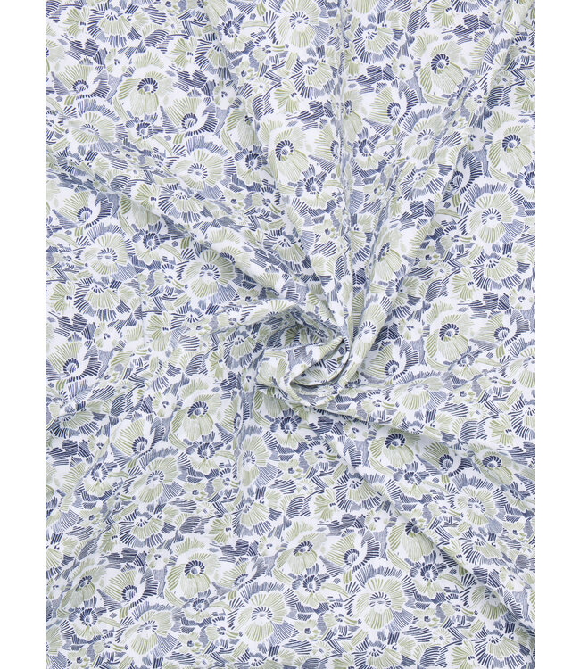 Modern Fit Navy Green Floral Shirt