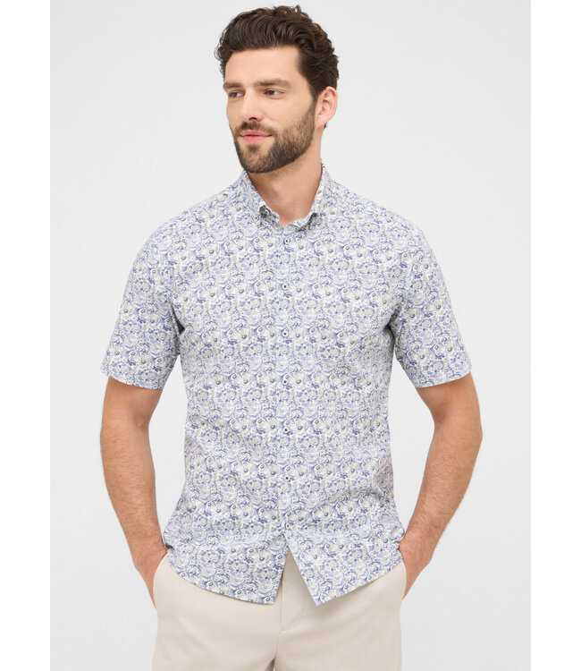 Modern Fit Navy Green Floral Shirt