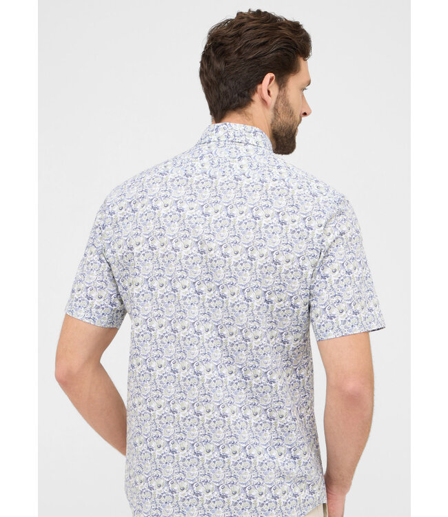 Modern Fit Navy Green Floral Shirt