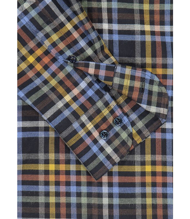 Classic Fit Navy Cotton Plaid Shirt