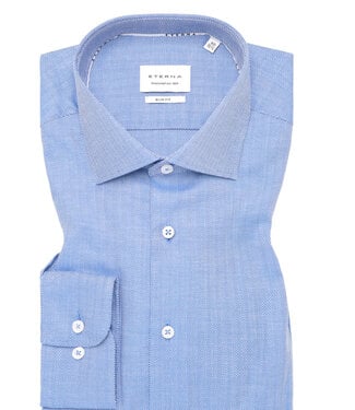 ETERNA Modern Fit Blue Herringbone Dress Shirt
