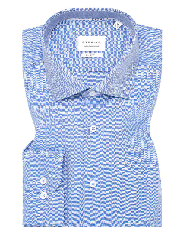 Modern Fit Blue Herringbone Dress Shirt
