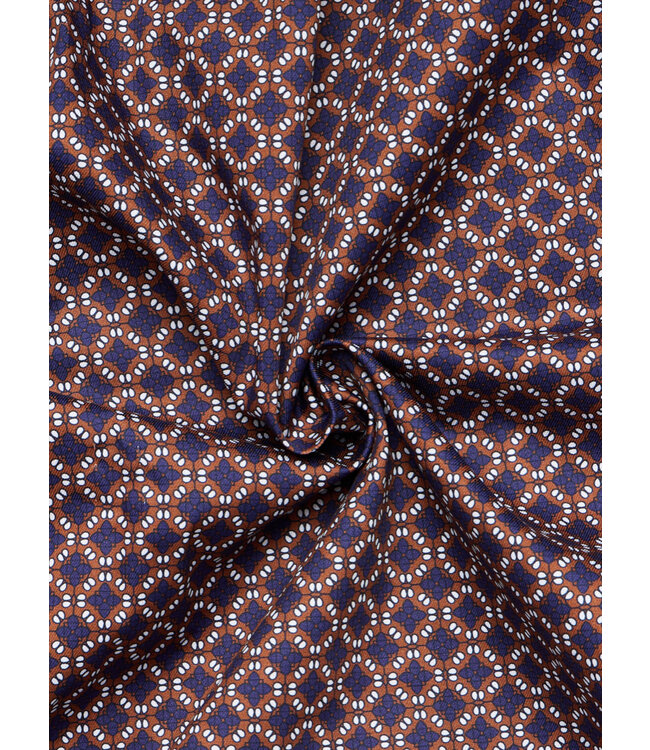 Slim Fit Navy Brown Pattern Shirt
