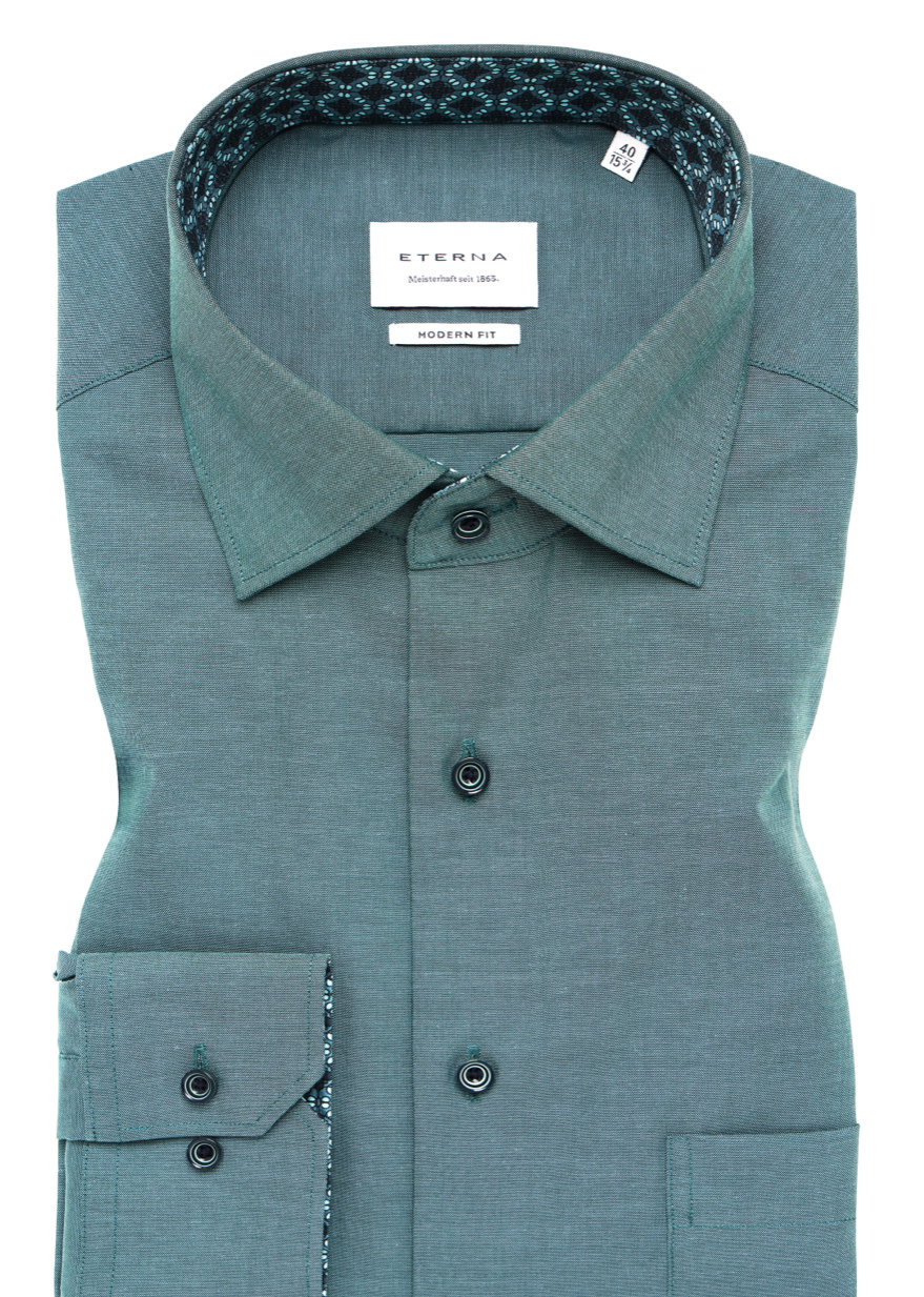 slim fit dress slacks Hisdern Men's Dark Green Grandad Collar Shirt Wedding Regular Fit with Pocket 2XL main image 1