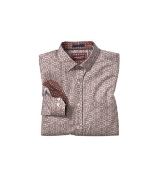JOHNSTON & MURPHY Classic Fit Brown/Navy Triangle Print Shirt