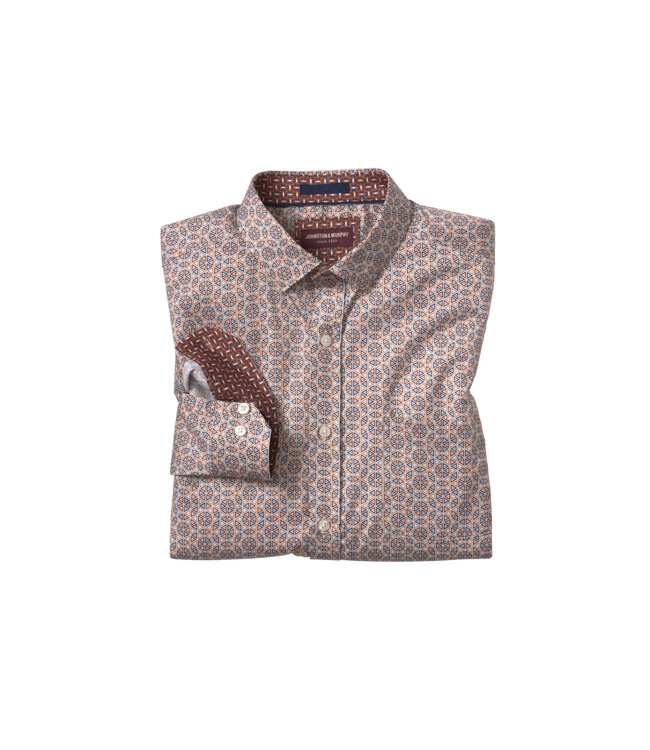 Classic Fit Brown/Navy Triangle Print Shirt