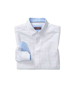 JOHNSTON & MURPHY Classic Fit White Blue Block Shirt