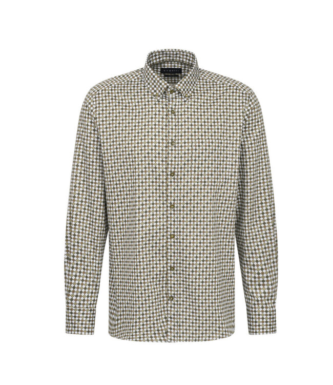 Modern Fit Green Brown Diamond Shirt